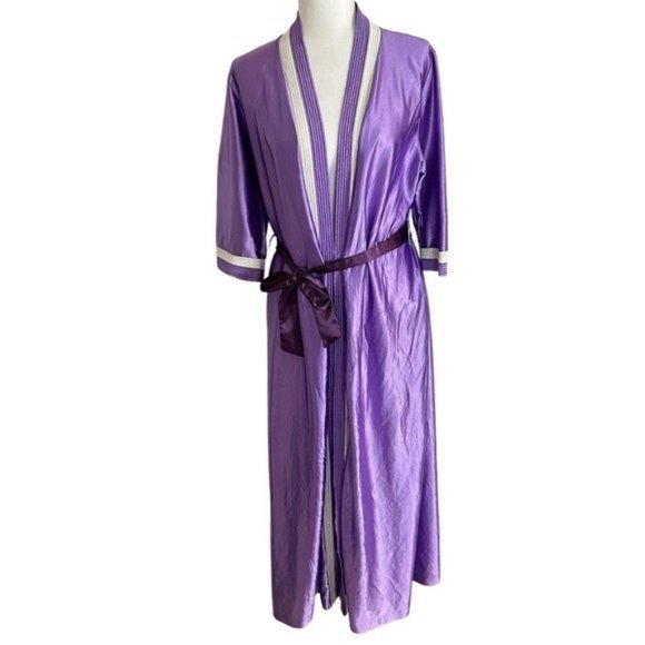 Vintage 70’s Maxi Robe Classics of California Royal Purple Long Large House Coat - Picture 2 of 8